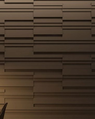 Panneau 3D : Modules standard en gypse, à motif géométrique répété.